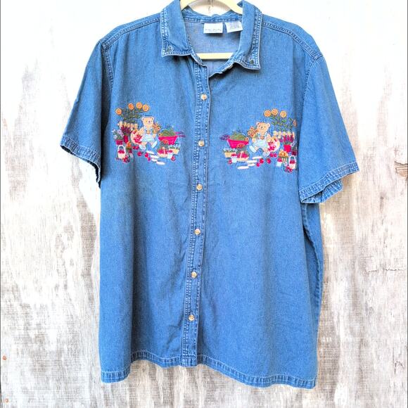 Vintage Bobbi Brooks Denim Embroidered GrandmaCore CottageCore Women's 22W/24W - Picture 1 of 8